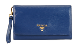 Prada Vitello Wallet, Leather, Navy, MII, B/S, 2*